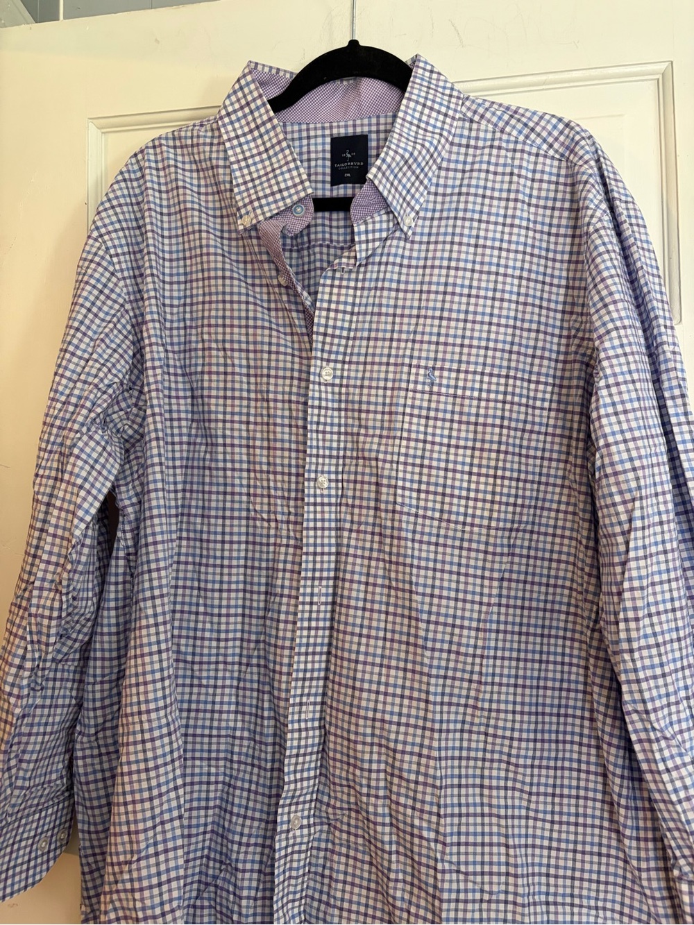 Tailorbyrd Men's Purple and Blue Checked Dress Shirt